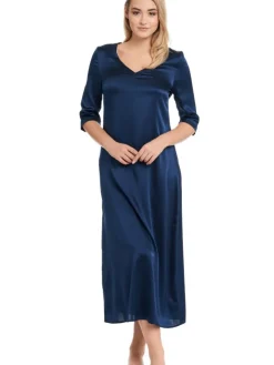 Seide Langarm Nachtkleid SEDUZIONE DI SETA Satin von Gattina