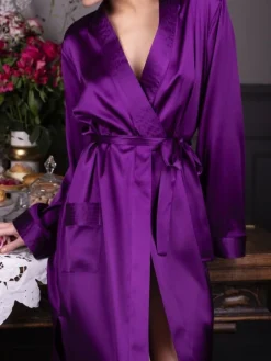 Seide Morgenmantel lang NELIA Satin Marjolaine