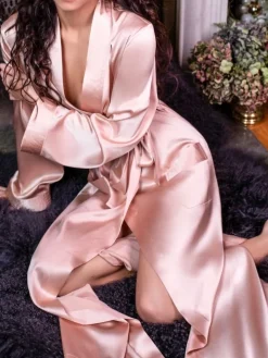 Seide Morgenmantel lang NELIA uni Marjolaine