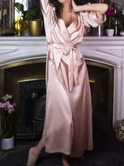 Seide Morgenmantel lang NELIA uni Marjolaine