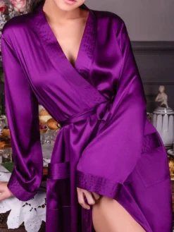 Seide Morgenmantel lang NELIA von Marjolaine