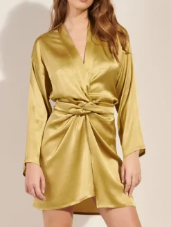 Seide Morgenmantel RAKIA 72 messing von Pain de Sucre