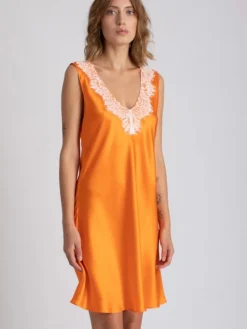 Seide Nachthemd LESLIE mandarine orange von Vivis