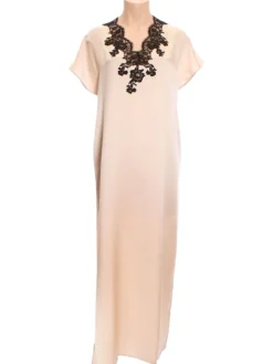 Seide Nachtkleid FLAVIA lang mit Caudry Spitze von Marjolaine