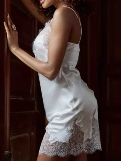 Seide Negligé BACCARAT Calais Spitze uni von Marjolaine