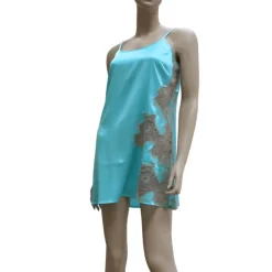 Seide Negligé kurz DESIDERIO AQUA mit Spitze von GATTINA
