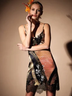 Seide Neglige CHRISTMAS CAPSULE schwarz-gold von Chiara Fiorini