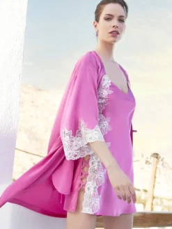 Seide Neglige LACE SEDUCTION dahlia pink von Luna di Seta