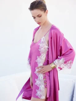 Seide Neglige LACE SEDUCTION dahlia pink von Luna di Seta