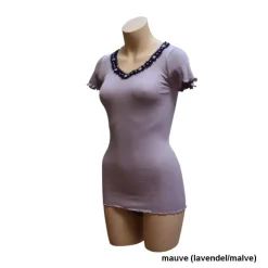 Seide-Baumwolle T-Shirt FIOCCA flieder oder blau von Gattina