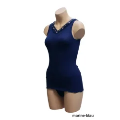 Seide-Baumwolle Unterhemd FIOCCA mauve oder marine von Gattina