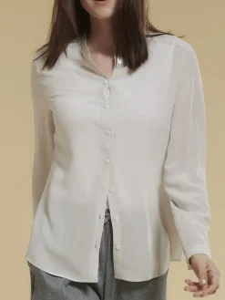 Seidenbluse Crepe seidenmatt mit Stehkragen von Kokon Zwo