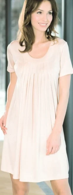 Seidenmix Kurzarm Nachthemd ADELAIDE Nr. 3 uni von Nightdreams