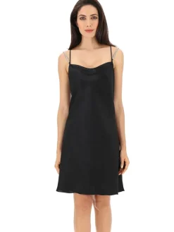 Seidennachthemd / Kleid KRISTALL schwarz von Luna di Seta