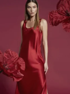 Seidennachthemd GLITTER SEDUCTION in rot von Luna di Seta