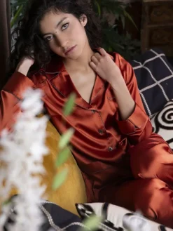 Seidenpyjama NOANE BICOLORE Stretchseide Marjolaine