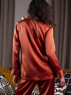 Seidenpyjama NOANE BICOLORE Stretchseide Marjolaine