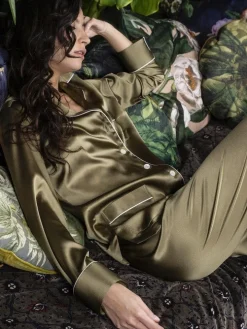 Seidenpyjama NOANE BICOLORE Stretchseide Marjolaine