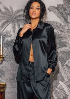 Seidenpyjama OXANA Stretchseide uni Marjolaine