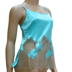 Seidentop DESIDERIO AQUA mit Spitze von GATTINA