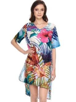 Sleepshirt Baumwolle mit Seide LIV weiß bunt von Gattina