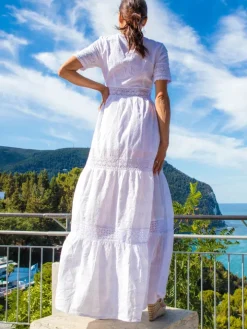 Sommerkleid Baumwolle ARIANNA lang weiß von Laetitia Beachwear