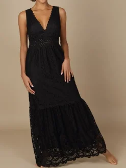 Spitze Sommerkleid GITANE schwarz von Marjolaine mit Baumwolle