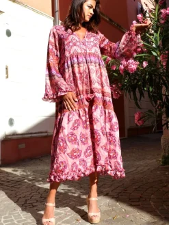 Strandkleid mit Seide BERENICE ROSA beere-lila von Laetitia Beachwear