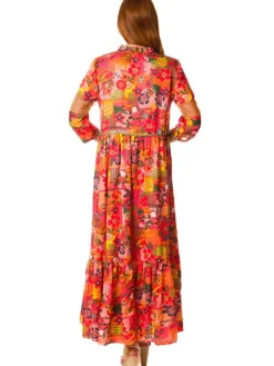 Strandkleid mit Seide KATE rot-bunt von Laetitia Beachwear