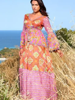 Strandkleid mit Seide NARCISO LILLA von Laetitia Beachwear