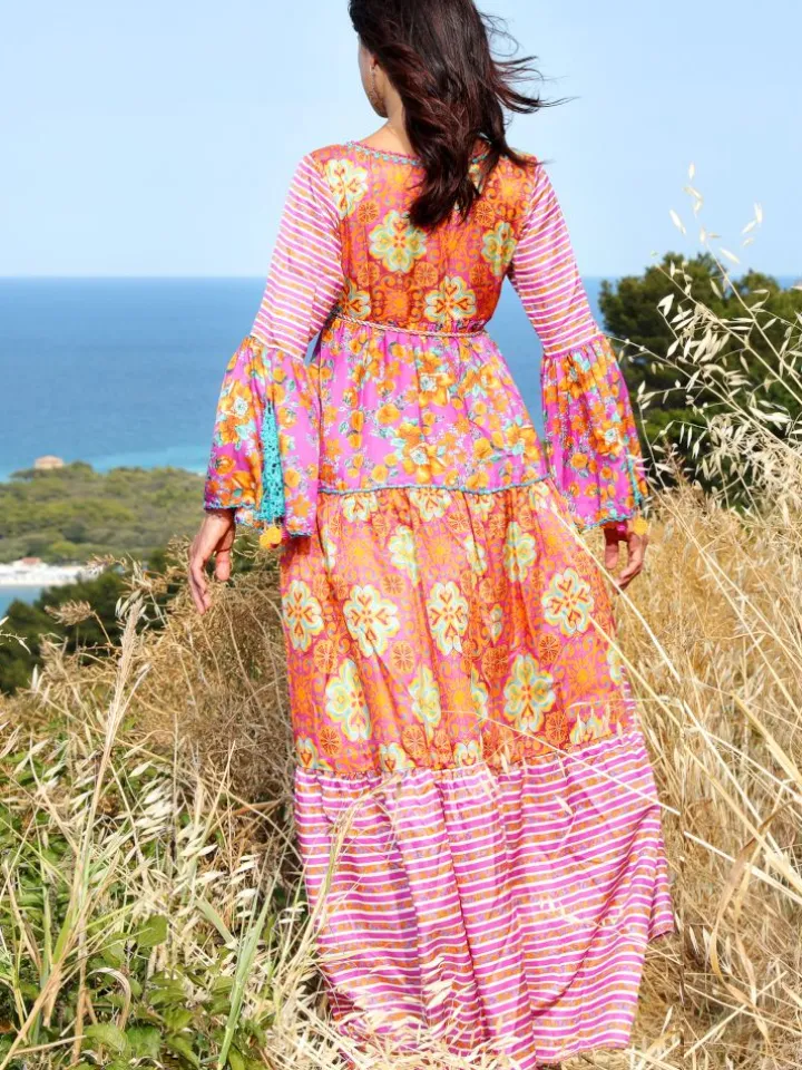 Strandkleid mit Seide NARCISO LILLA von Laetitia Beachwear