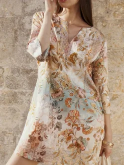 Strandtunika LIDO apricot-türkis von Eva B. Bitzer