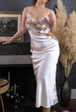 Stretchseide Luxus Neglige lang NINA von Marjolaine