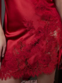 Stretchseide Neglige kurz NINA mit Spitze Marjolaine