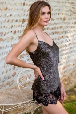 Stretchseide Top OMAYA Panthermuster von Marjolaine