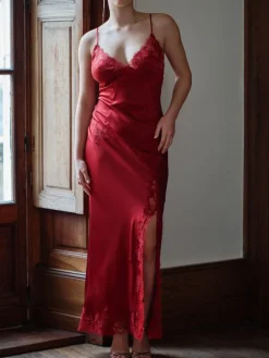 Stretchseidenneglige VELVET in lang von Marjolaine