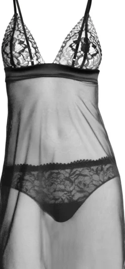 Tüll NEGLIGE mit Spitze schwarz von Oscalito