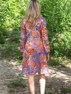 Tunikakleid mit Seide BLANCA in blau-rosa von Laetitia Beachwear