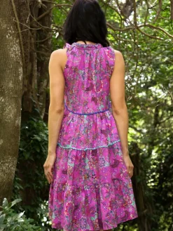 Tunikakleid mit Seide CARA fuchsia von Laetitia Beachwear