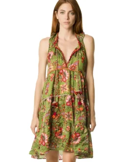 Tunikakleid mit Seide DAFNE olivgrün von Laetitia Beachwear