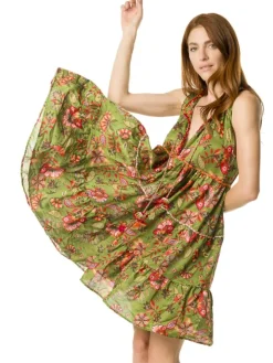 Tunikakleid mit Seide DAFNE olivgrün von Laetitia Beachwear