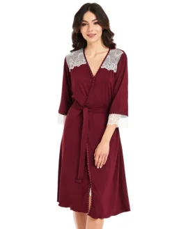 Viscose Morgenmantel HEDDA weich mit Spitze von Gattina