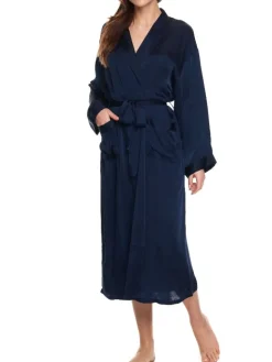 Viscose Morgenmantel LUNA mitternachtsblau von Gattina