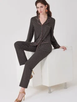 Viscose Pyjama TRENDY schwarz gepunktet von Ritratti