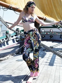 Viscose Strandhose BARI schwarz-bunt von Chiara Fiorini