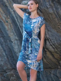 Viscose Strandkleid AVIO No. 2 blau weiss von Chiara Fiorini