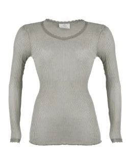 Wolle-Seide Langarm Shirt BREEZE M/L gerippt von Madiva Ecofuture®
