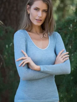 Wolle-Seide Langarm Shirt RUGIADA ML pflanzlich gefärbt von Madiva Ecofuture®