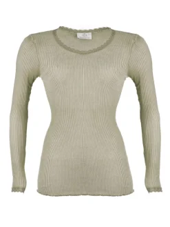 Wolle-Seide Langarm Shirt BREEZE M/L gerippt uni von Madiva Ecofuture®