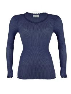 Wolle-Seide Langarm Shirt BREEZE M/L gerippt uni von Madiva Ecofuture®